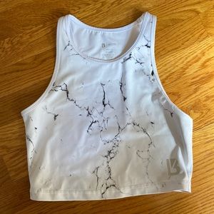 BuffBunny white marble aurora crop top size medium
